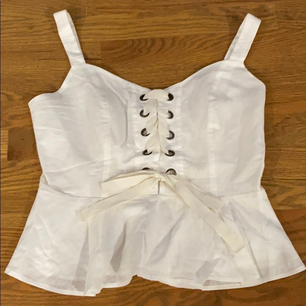 JCrew Point Sur Ransu Lace Up Top in Ivory